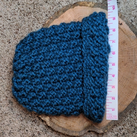 NEW🎇 100% Handmade Knit Beanie Winter Hat • Silky Face Friendly Yarn • Teal - Picture 6 of 7